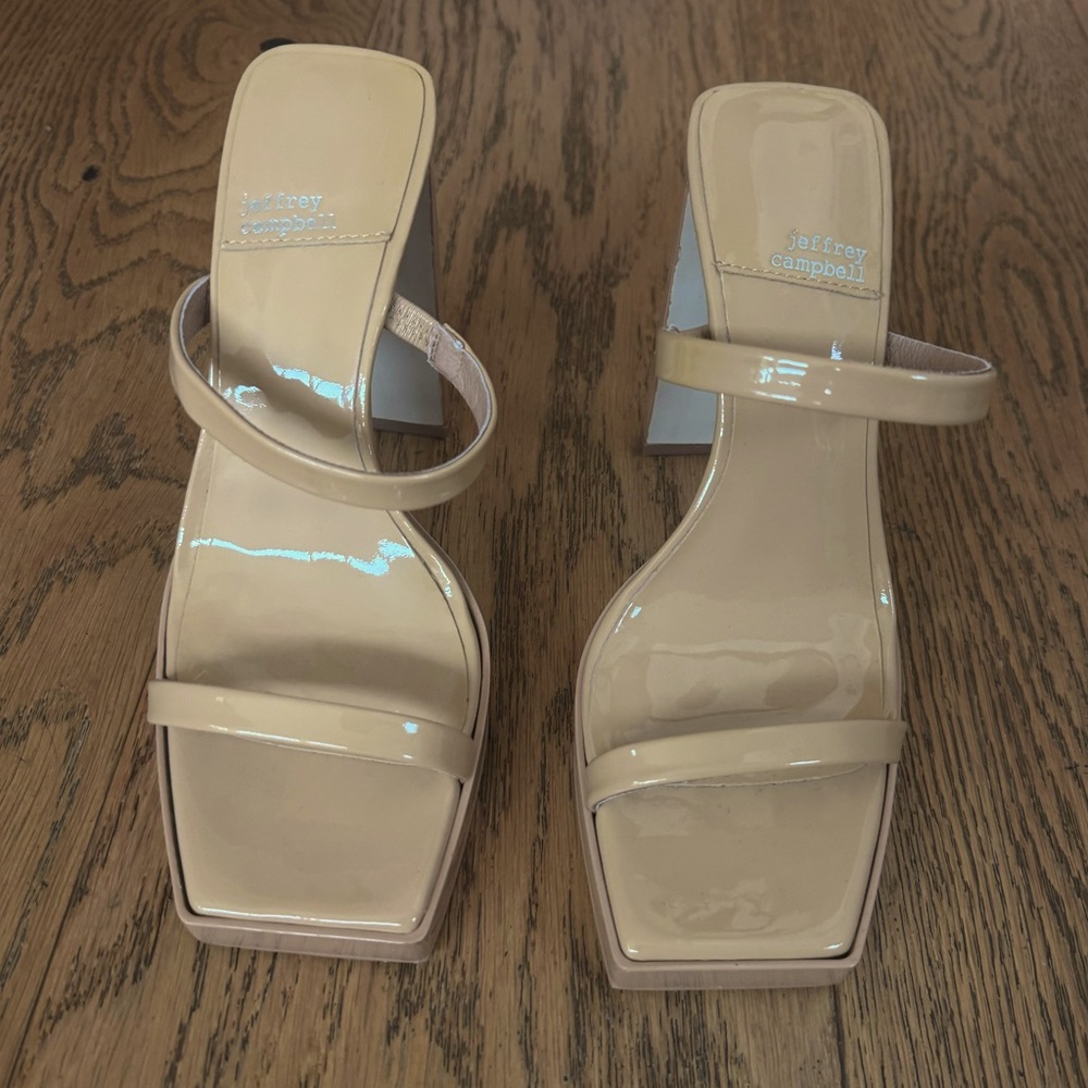 Jeffrey Campbell Hustler Heels — Dusty Nude Patent